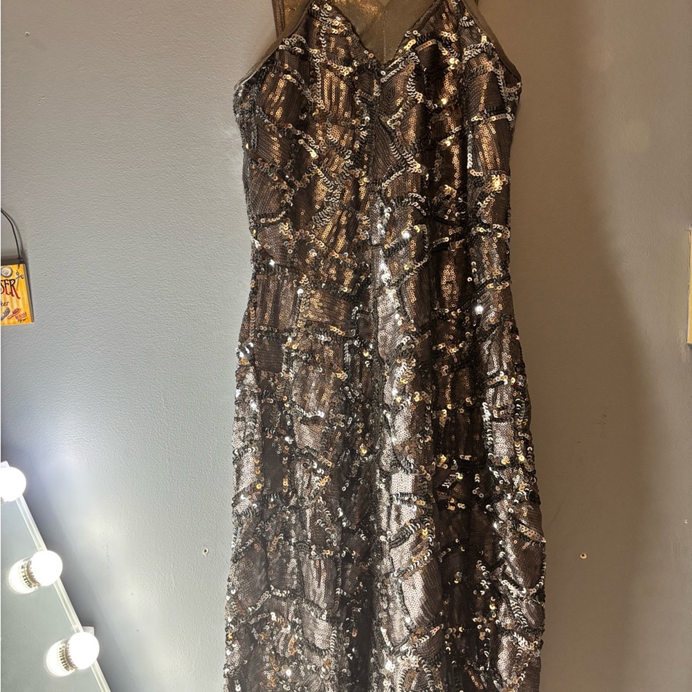 Silver and Gold Sequin Sheath Cocktail Dress costume